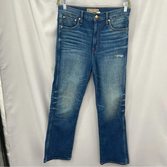 J. Crew Point Sur 11” High Rise Kick Out Crop Flare Jeans Size 30T - Picture 1 of 7